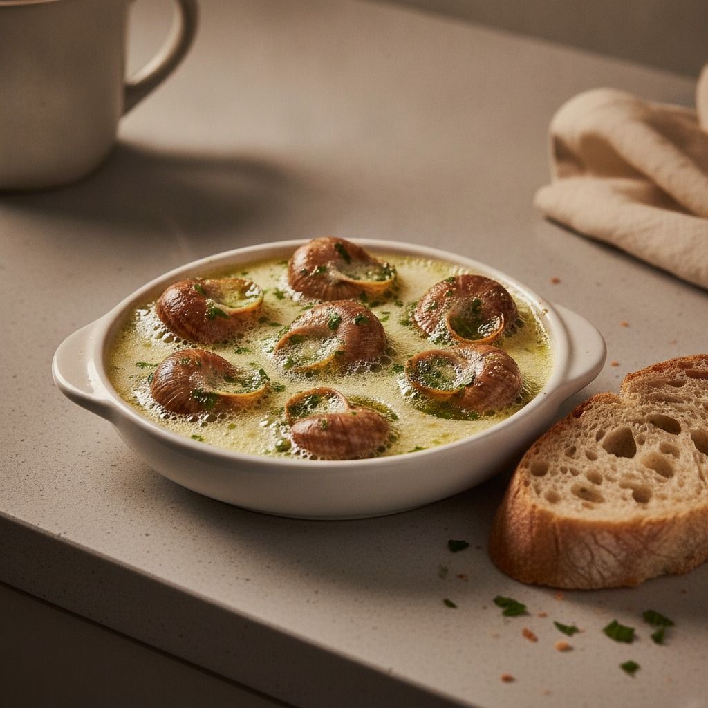 Escargot with Garlic and Parsley Butter (AI-generated preview)