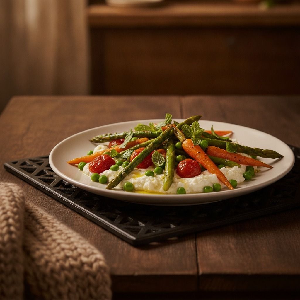 Summer Vegetables on Ricotta (AI-generated preview)