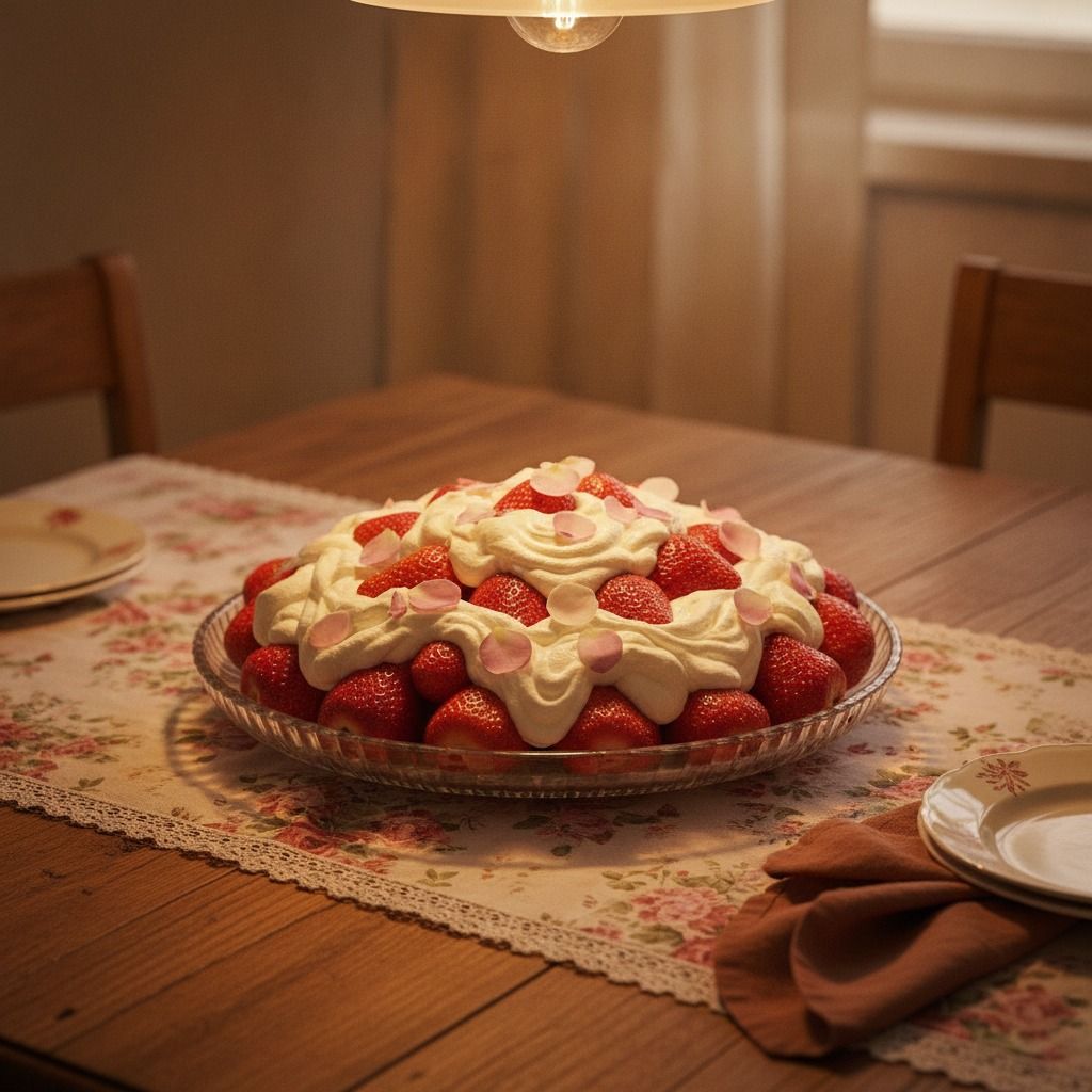 Strawberries with Cream and Rose Petals (AI-generated preview)