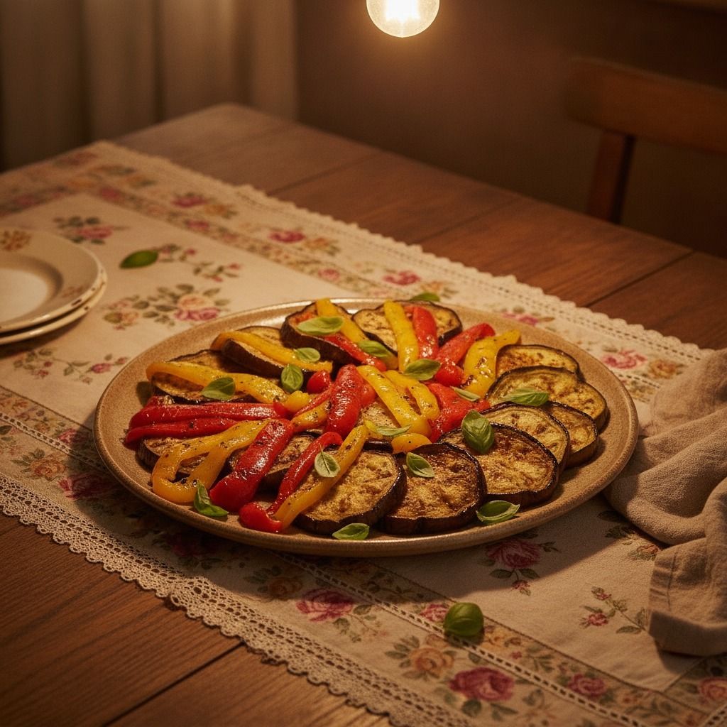 Roasted Peppers and Sautéed Eggplant (AI-generated preview)