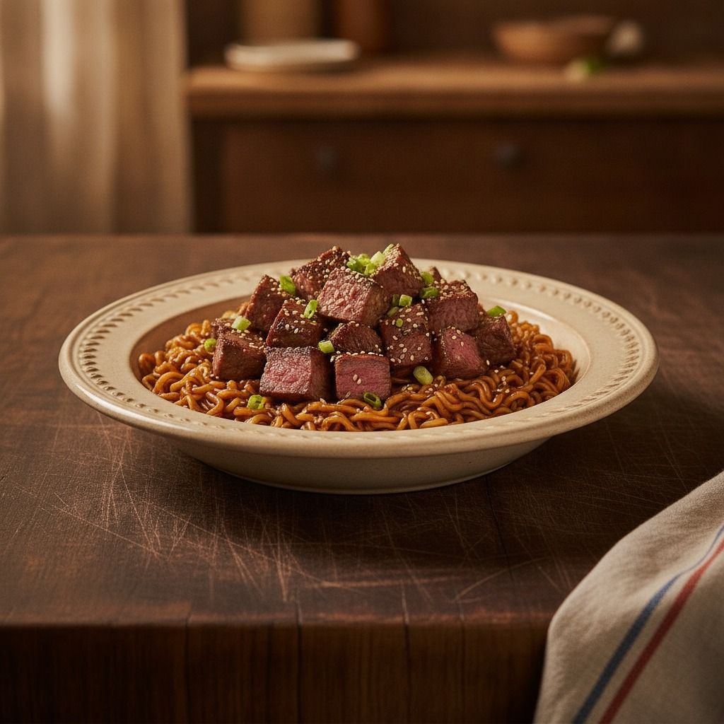 Ram-Don (Jjapaguri with Hanwoo Steak) (AI-generated preview)