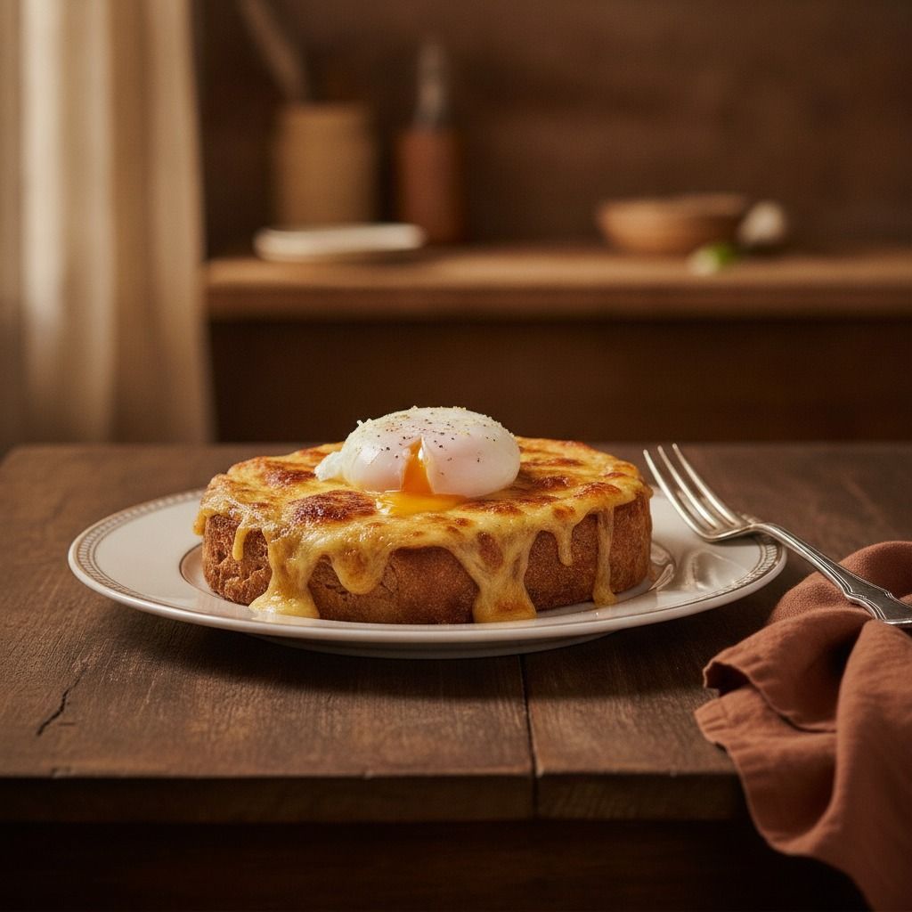 Welsh Rarebit with a Poached Egg (AI-generated preview)