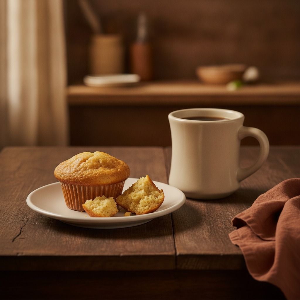 Jules's Corn Muffin and Coffee (AI-generated preview)