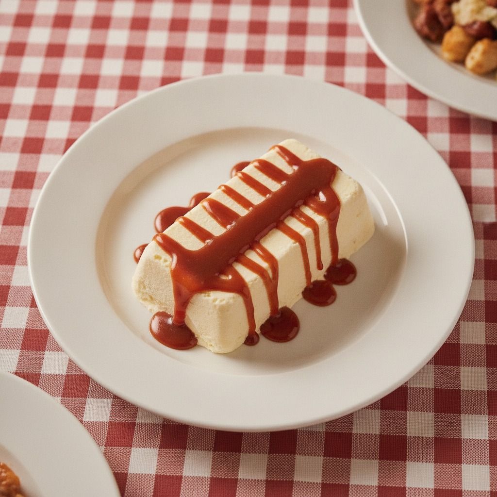 Tteokbokki Semifreddo with Gochujang Caramel (AI-generated preview)