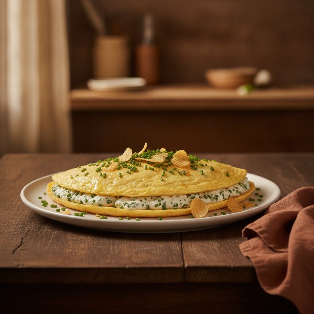 Sydney's Boursin Omelet with Potato Chips (AI-generated preview)